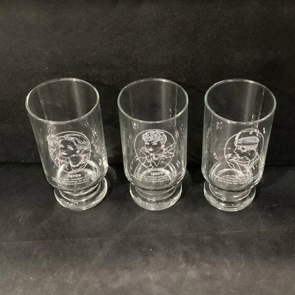 Avon Advertising Tumblers, Set of 3 Vintage Gibson Girl & Flapper Fashion Design